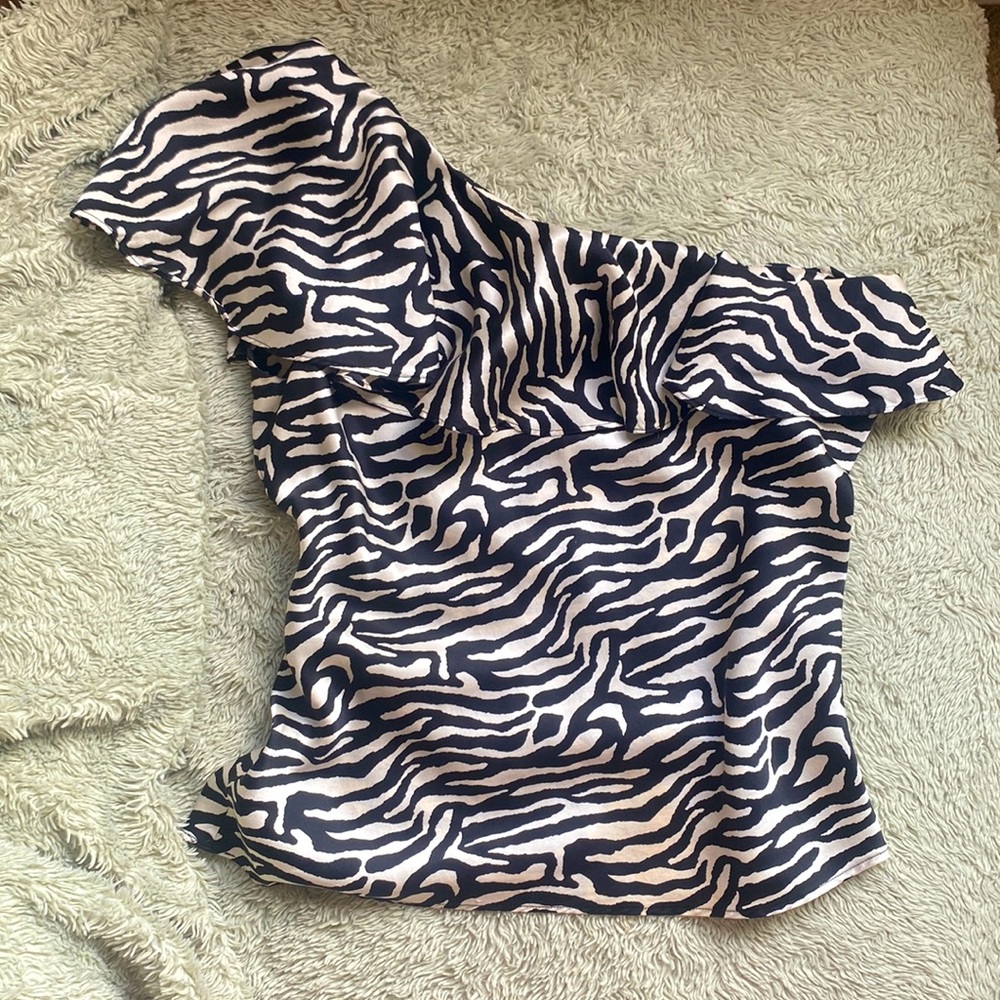 One Shoulder Zebra Top - Picture 1 of 3